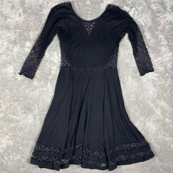 Free People Dress Womens Small To The Point Black Whimsigoth Dark Romantic Punk - Picture 4 of 9